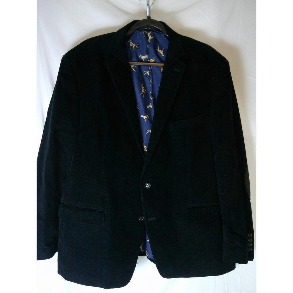Vintage Lauren Ralph Lauren Lord & Taylor Black Corduroy Sport Coat Dog Line 46R